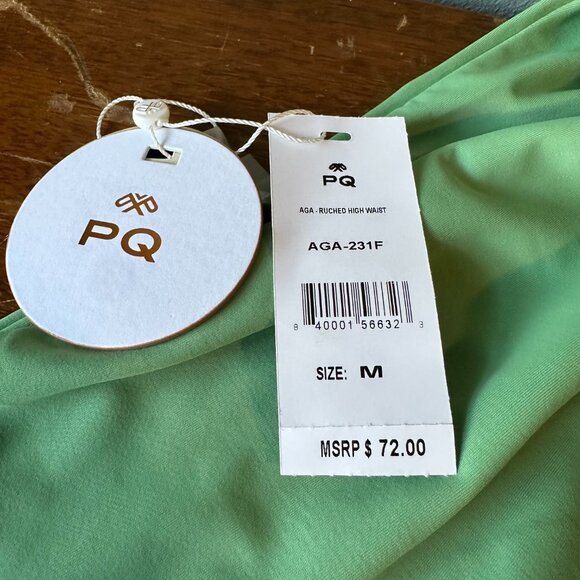 PQ SWIM {NWT} Luna Ruched High Waist Swim Bottom | M | Agave light green w ties - Picture 6 of 8